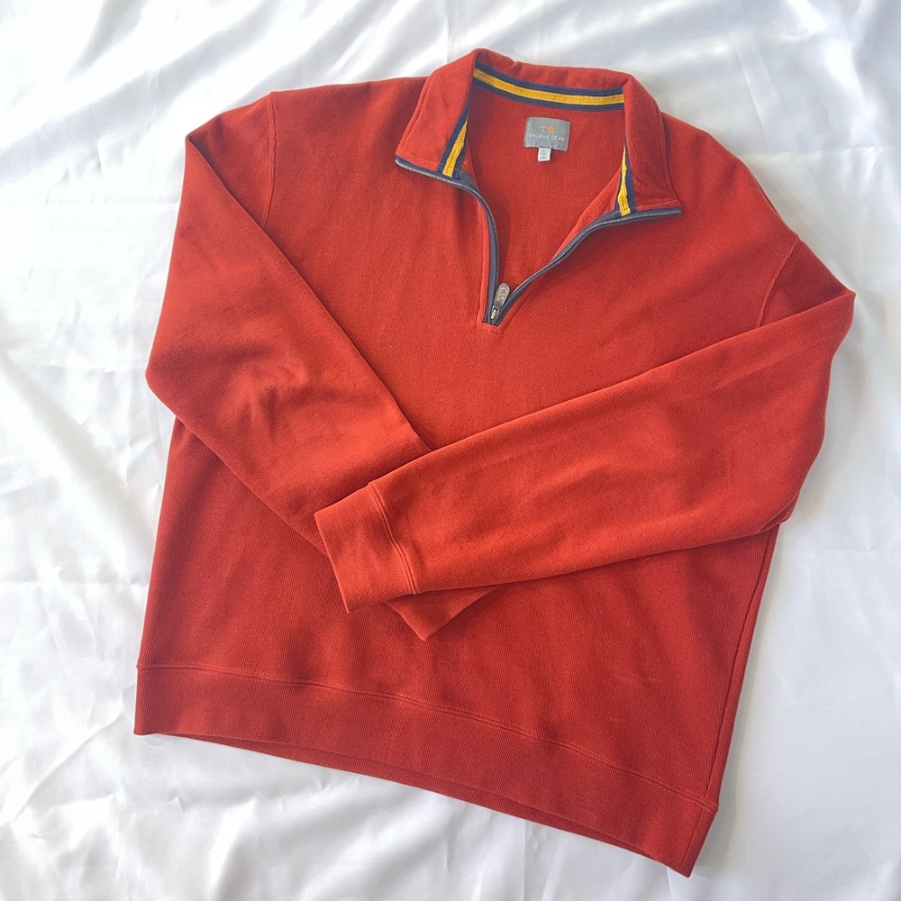 Thomas Dean Mens  1/4 Zip Sweater Size L